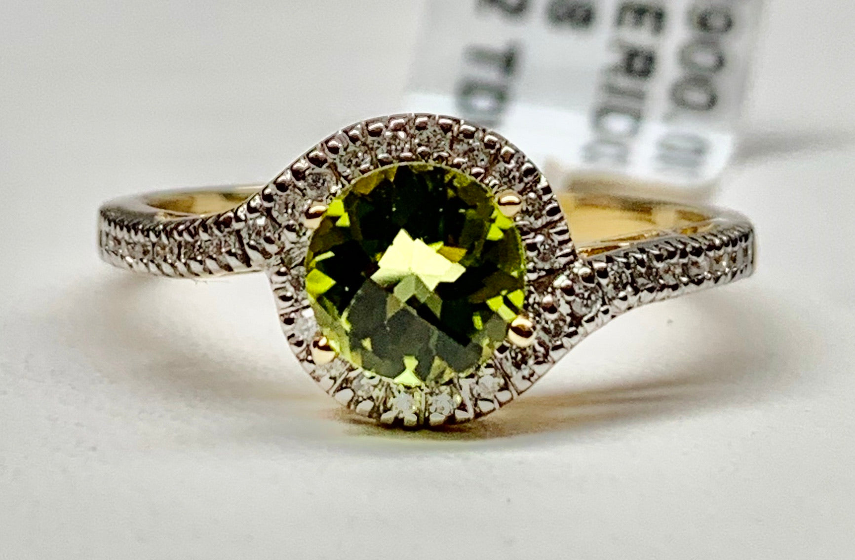 14K Yellow Gold Peridot & Diamond Ring
