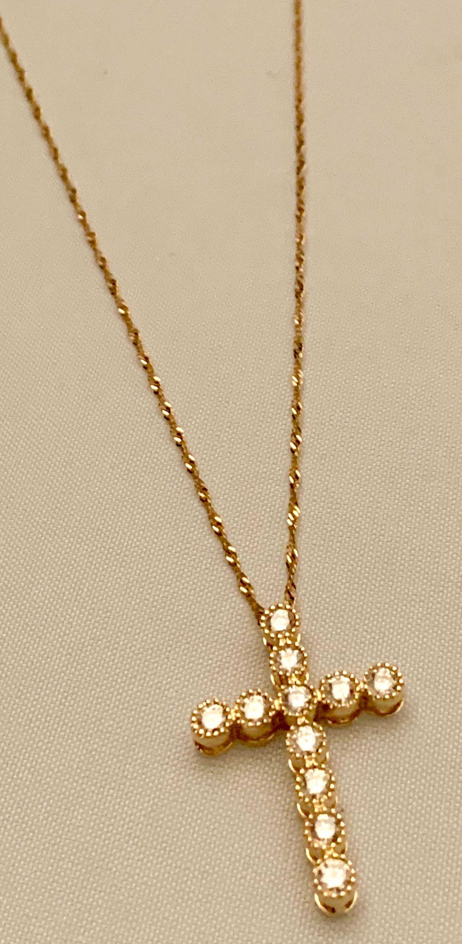 14K Yellow Gold Diamond Cross