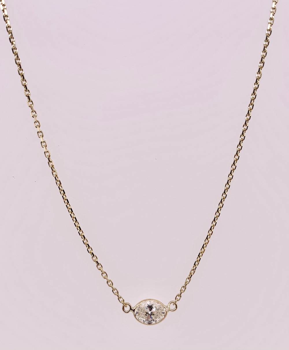 Single Oval Cut Diamond Necklace