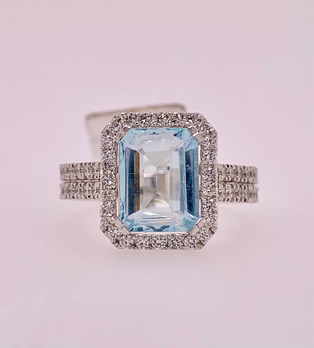 Aquamarine & Diamond Ring