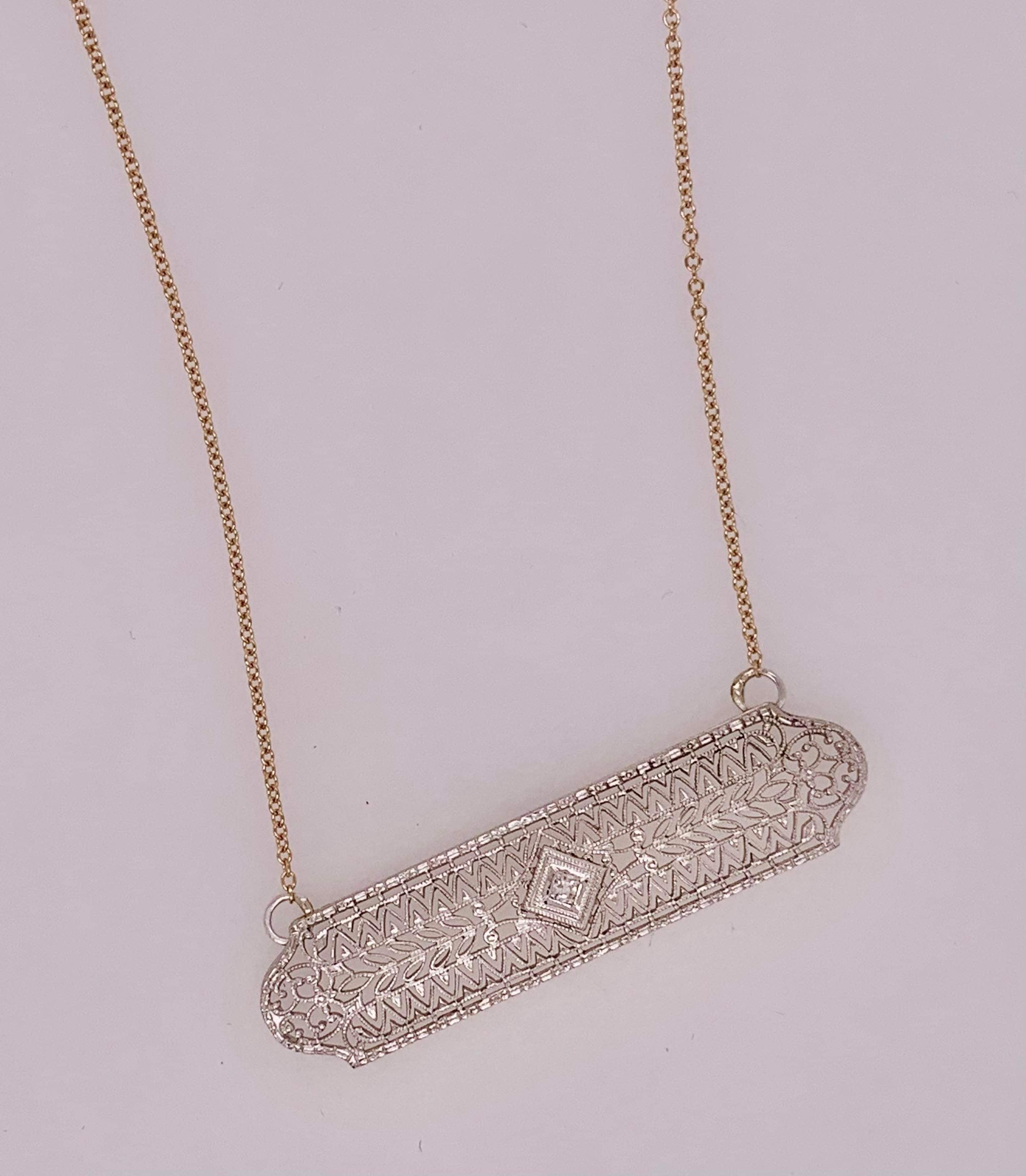 Estate Bar Pin Necklace