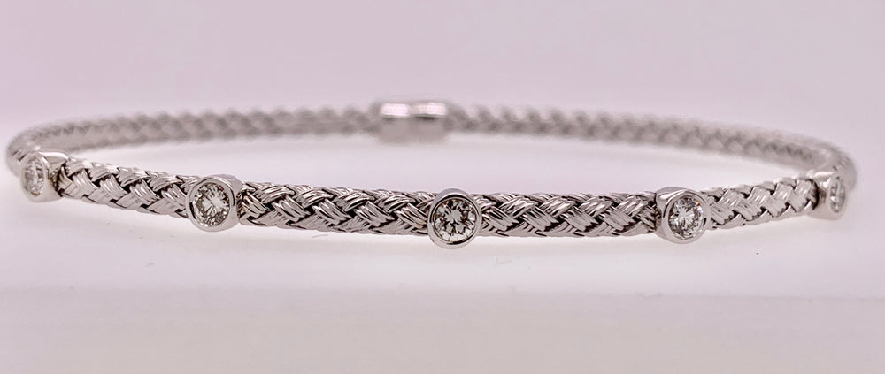 14K Woven Gold Diamond Bracelet