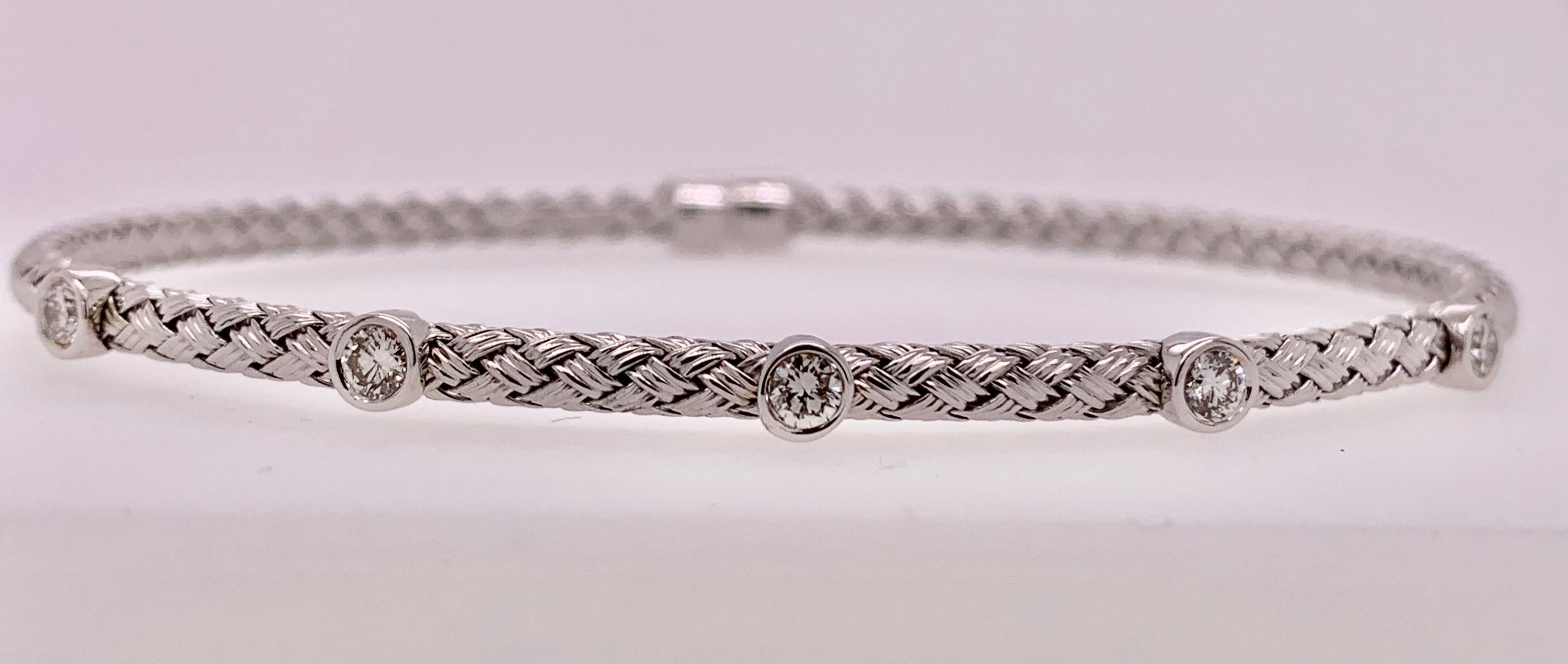 14K Woven Gold Diamond Bracelet