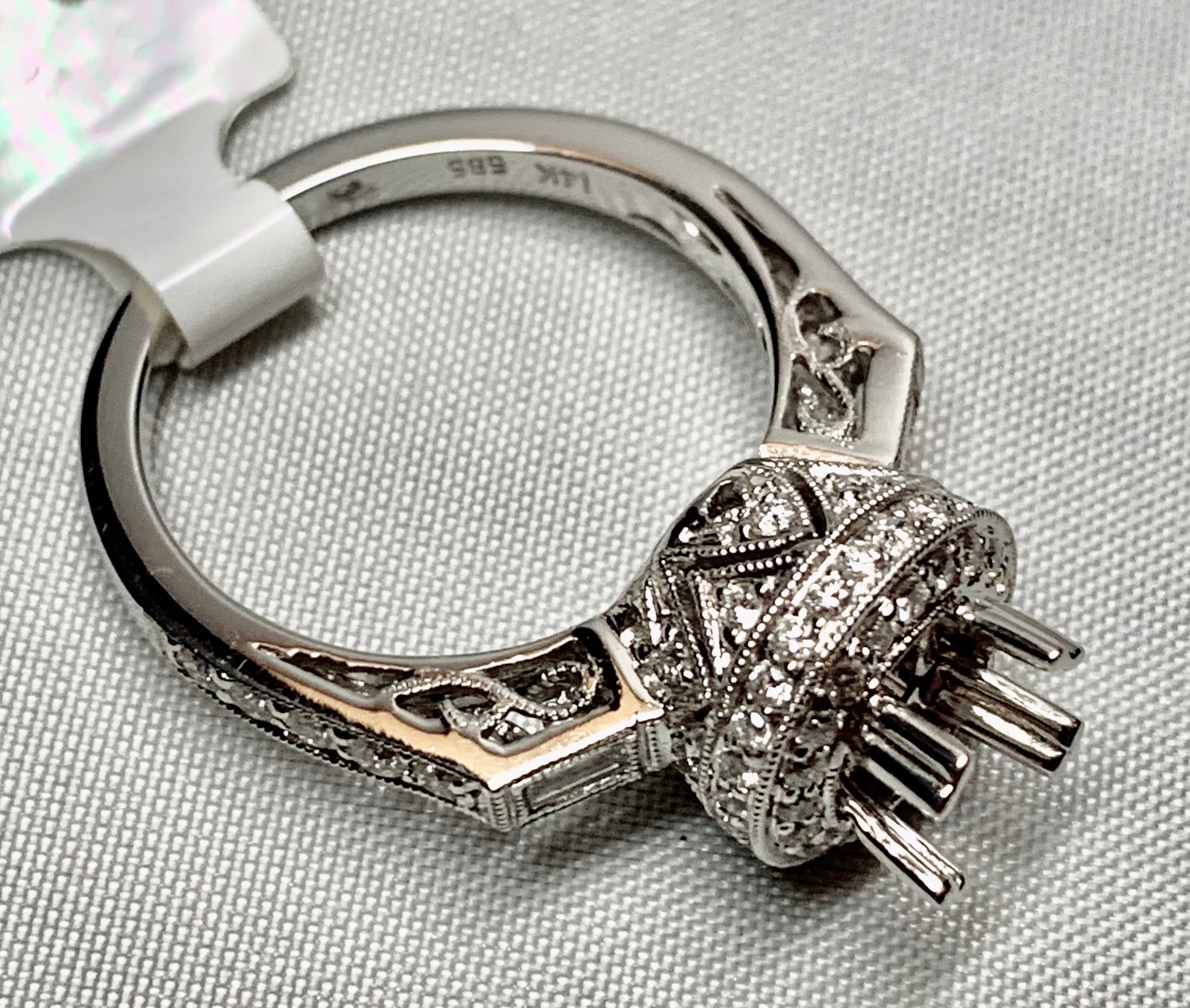 14K White Gold Diamond Semi Mount