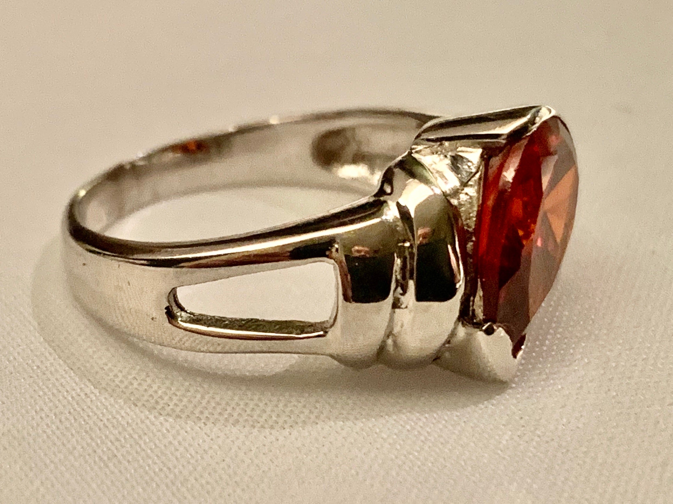 Sterling Silver Garnet Colored Ring