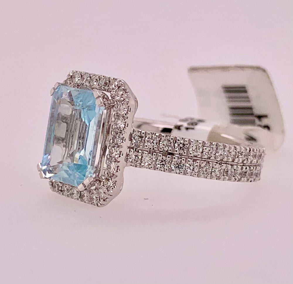 Aquamarine & Diamond Ring