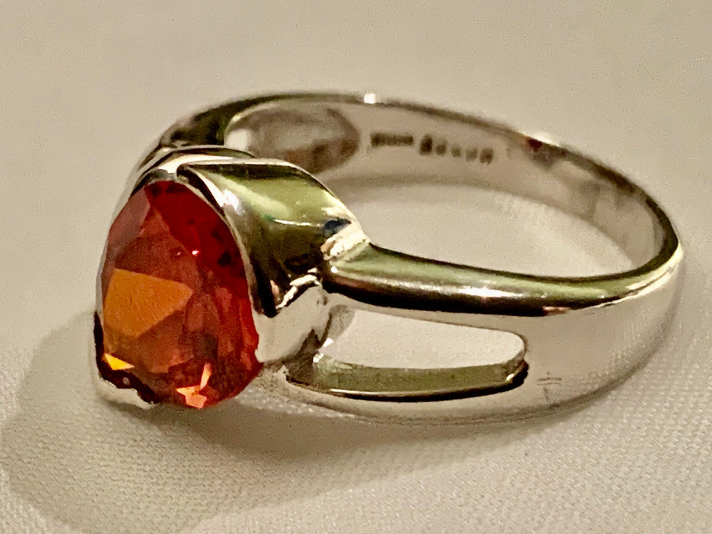 Sterling Silver Garnet Colored Ring