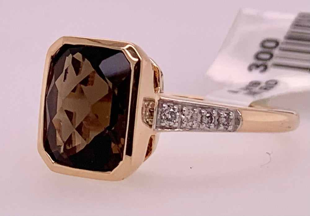 Smokey Quartz & Diamond Ring