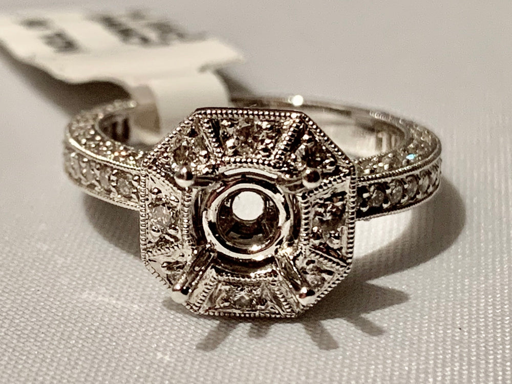 18K White Gold Diamond Semi Mount