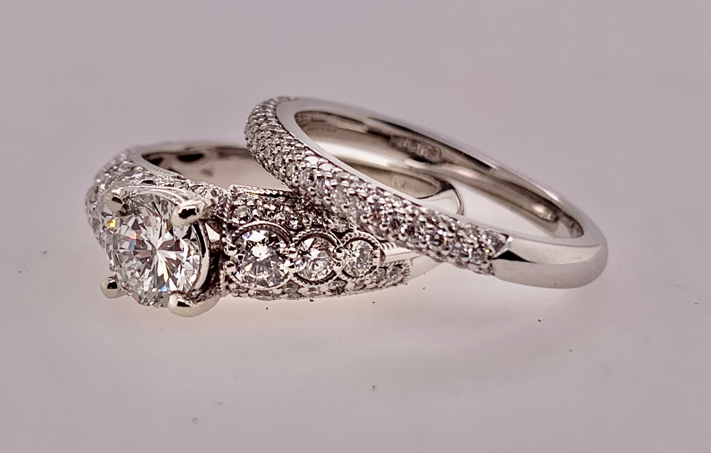 14K 1.95 Carat TW Diamond Engagement Ring Set