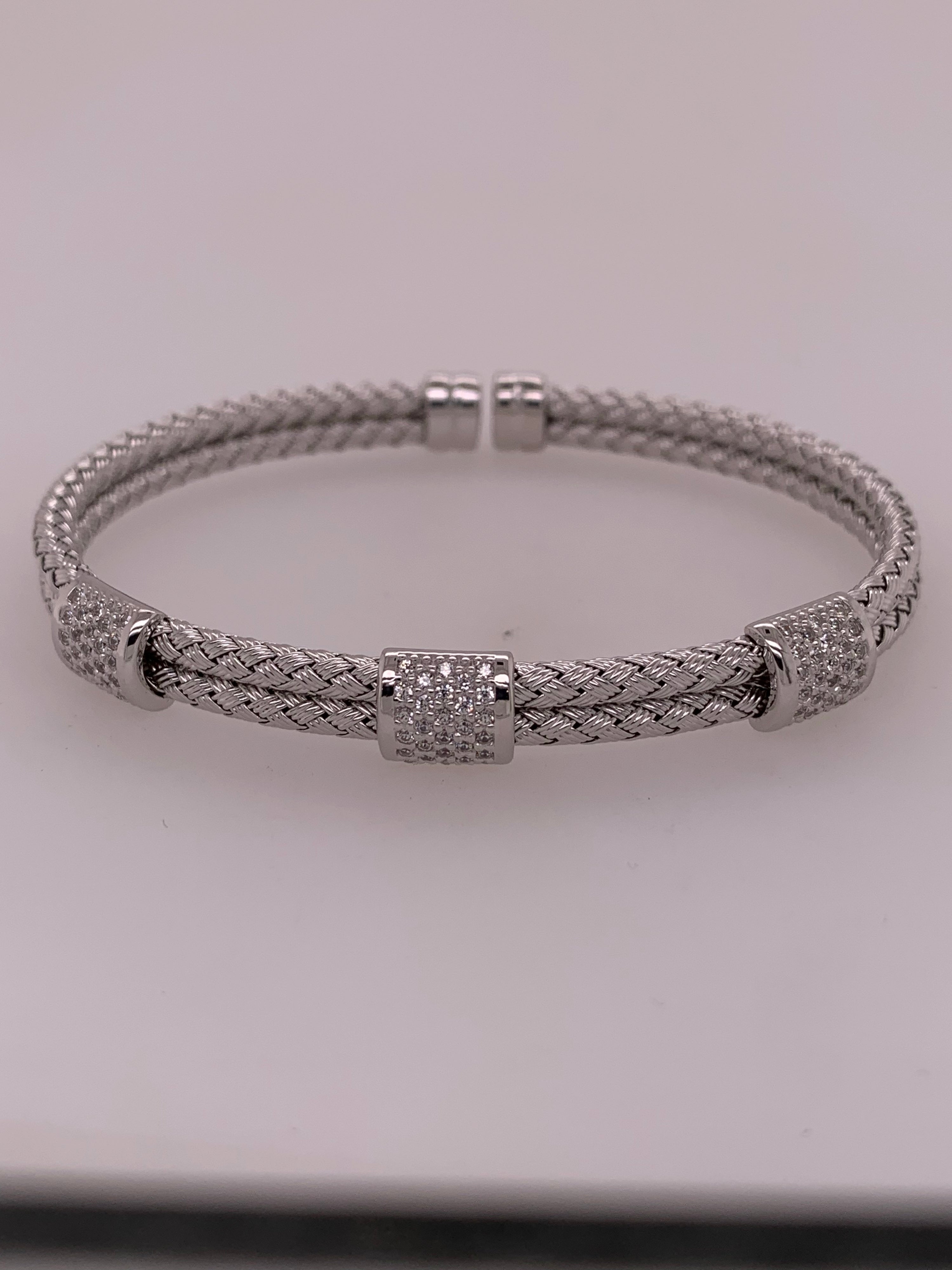 Sterling Silver/ CZ Cuff Bracelet