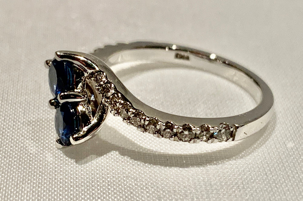 14K White Gold Diamond and Sapphire Ring