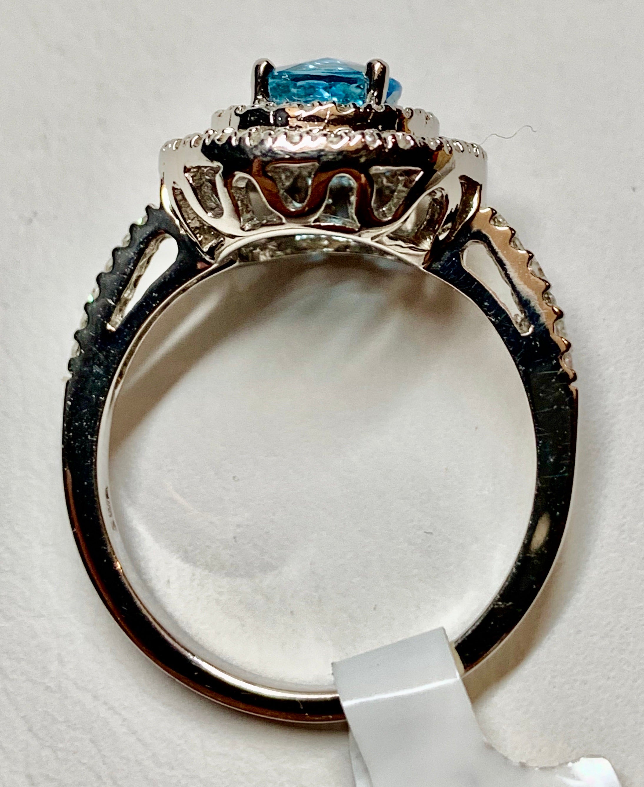 14K Blue Topaz & Diamond Ring