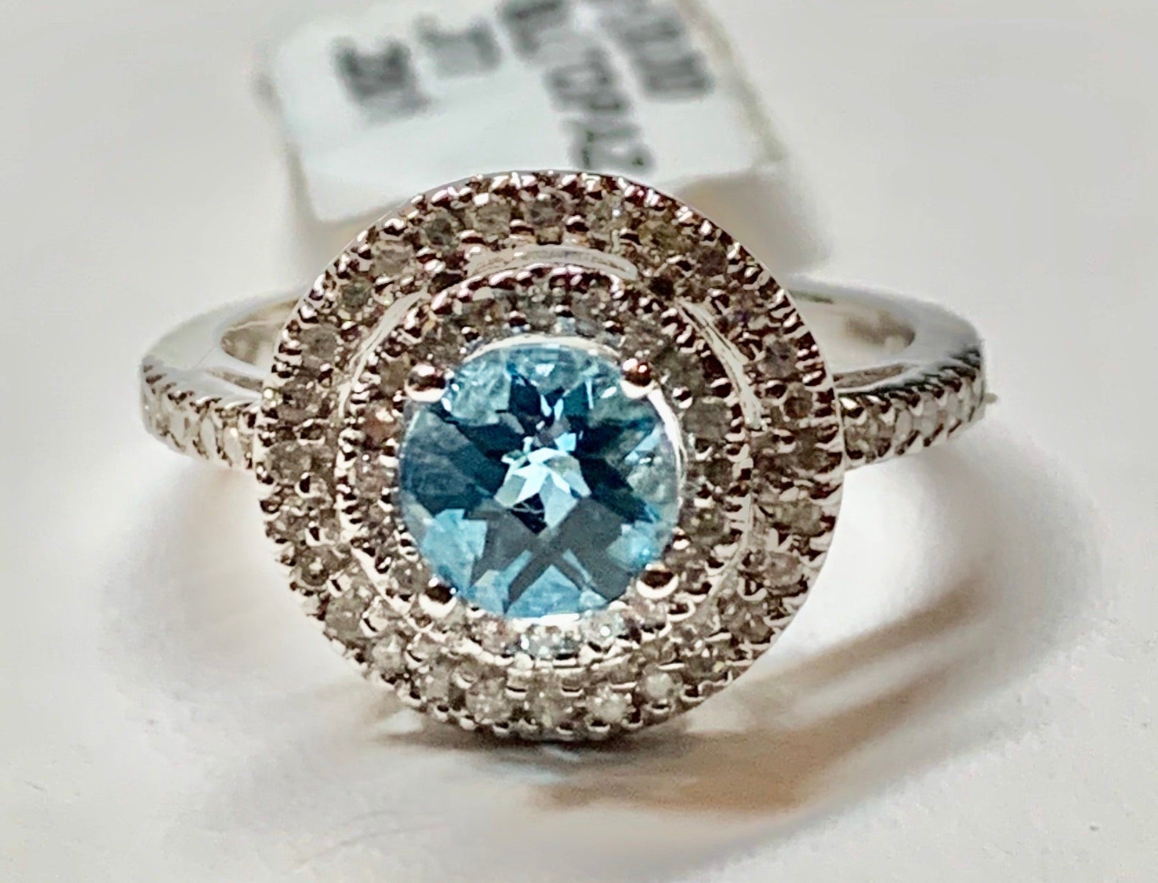 14K Blue Topaz & Diamond Ring