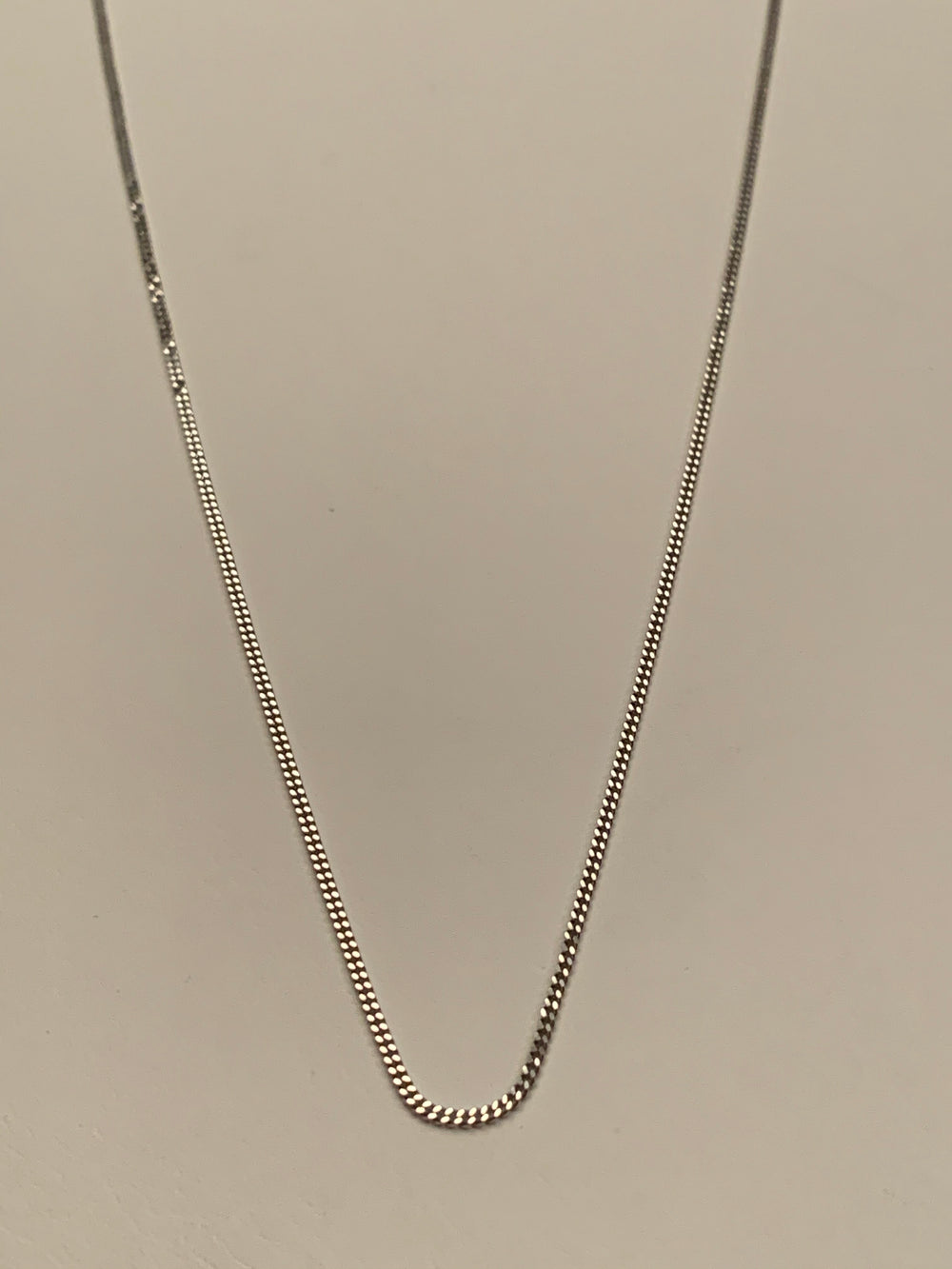 14K White Gold Curb Pendant Chain