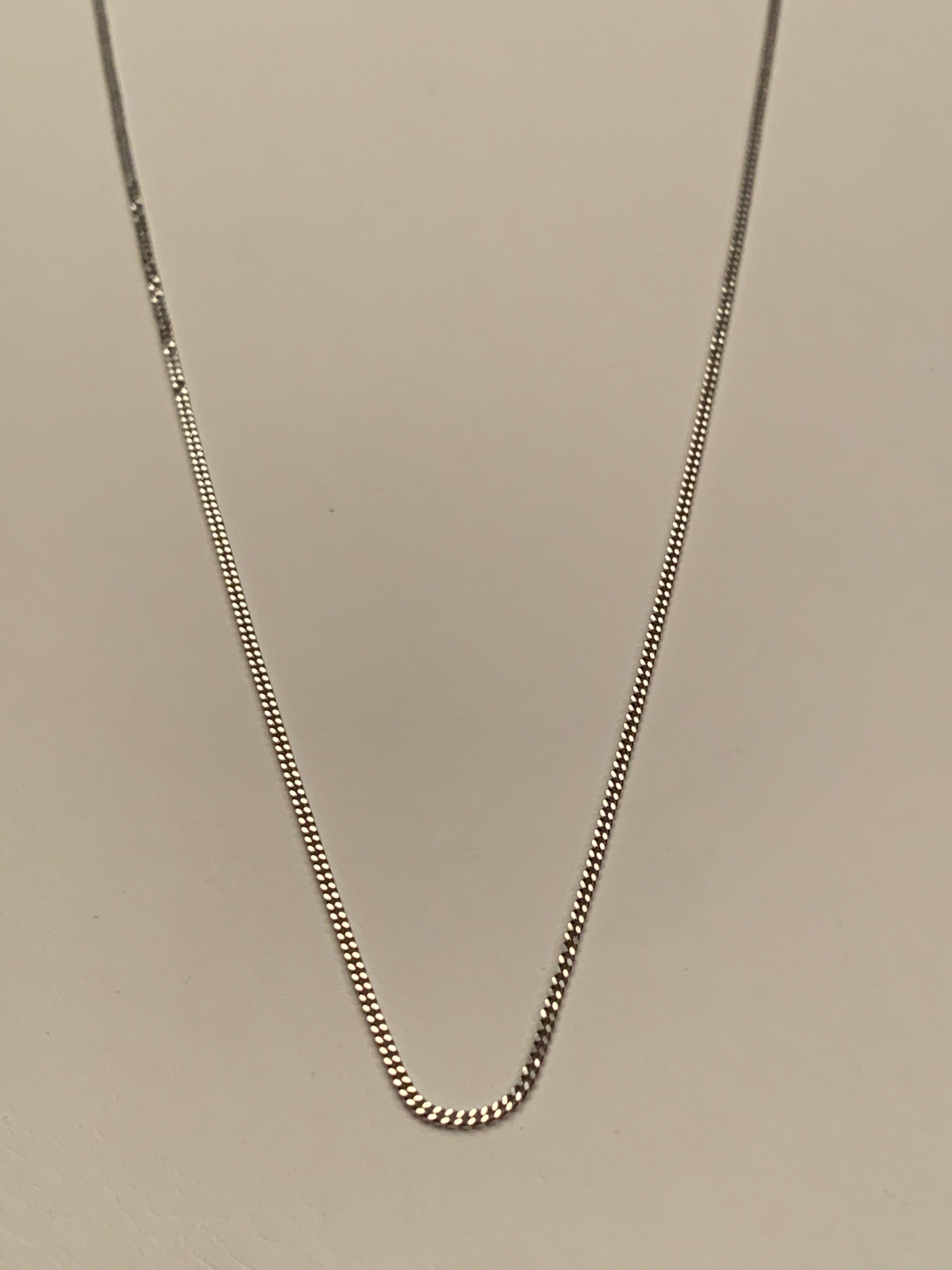 14K White Gold Curb Pendant Chain