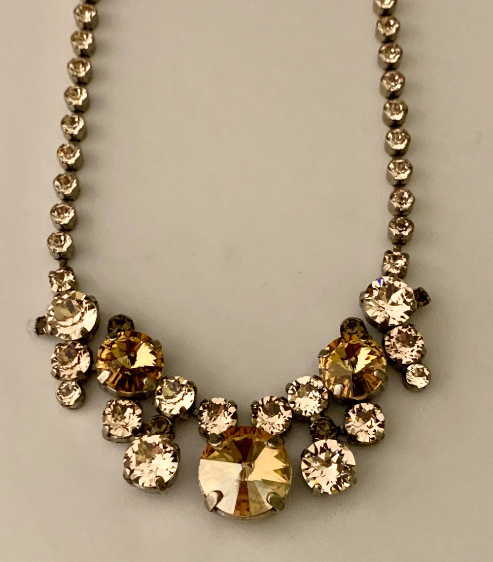 Sorrelli Petite Round Crystal Cluster Line Necklace