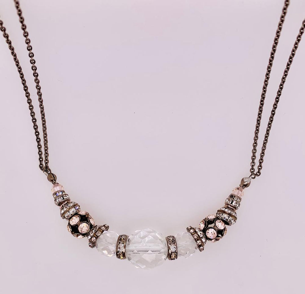 Crystal Beaded Chain Tennis Necklace