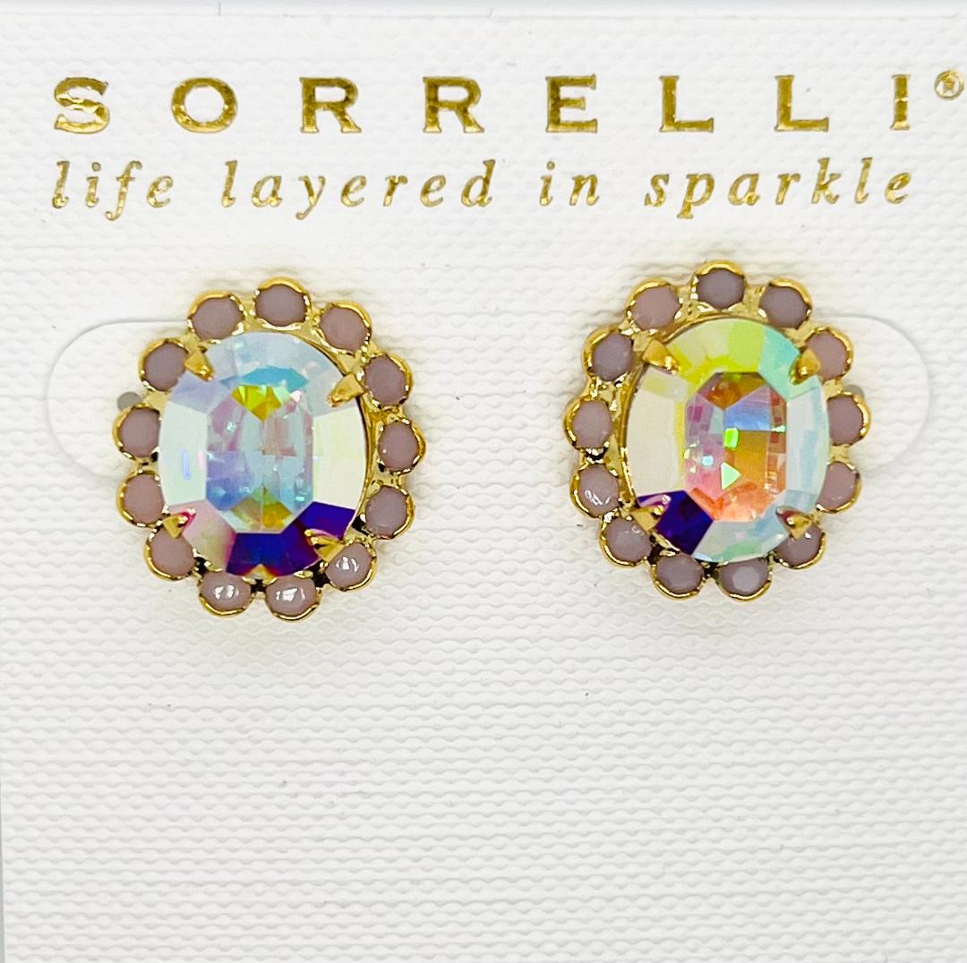 Crystal Encrusted Oval Stud Earrings