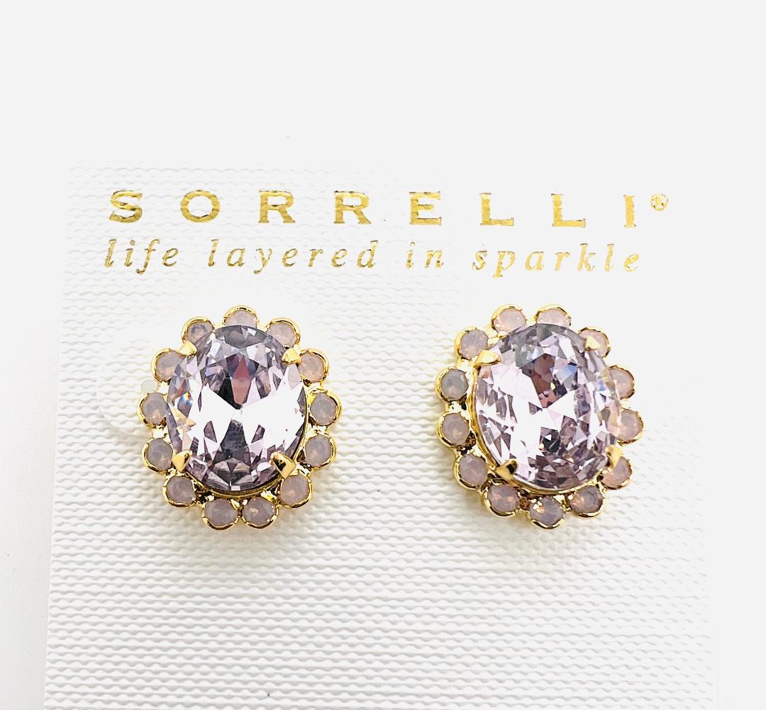 Crystal Encrusted Oval Stud Earrings