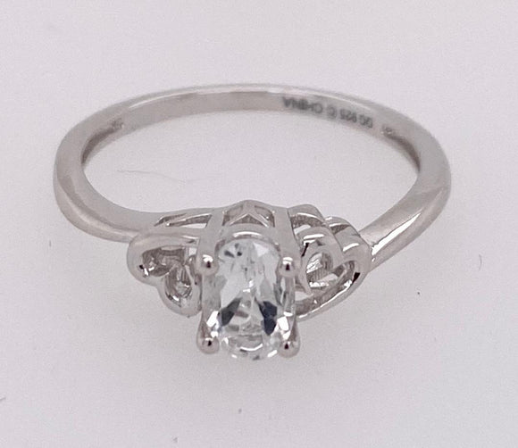 Sterling Silver Created White Topaz Ring.