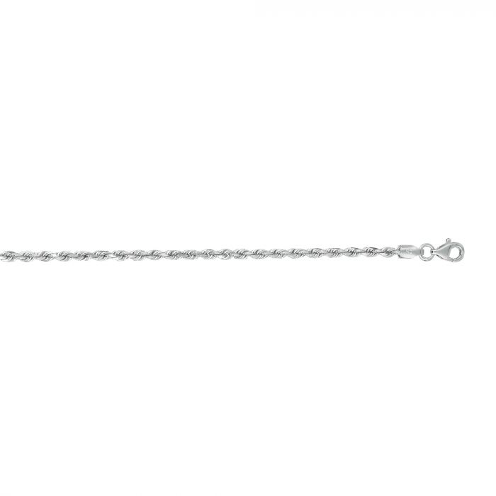 14K White Gold 2.5mm Diamond Cut Royal Rope Chain